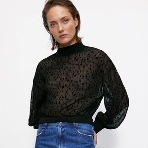 NWT ZARA Combination Crop Top S Black